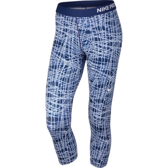 Nike Pro Cool Tracer Capri 3/4 Tights Deep Royal Blue/Game Royal/White - Picture 2 of 14